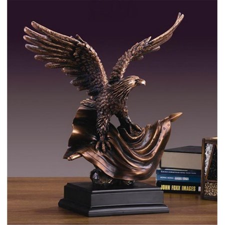 MARIAN IMPORTS Marian Imports F51127 Eagle With Flag Bronze Plated Resin Sculpture 51127